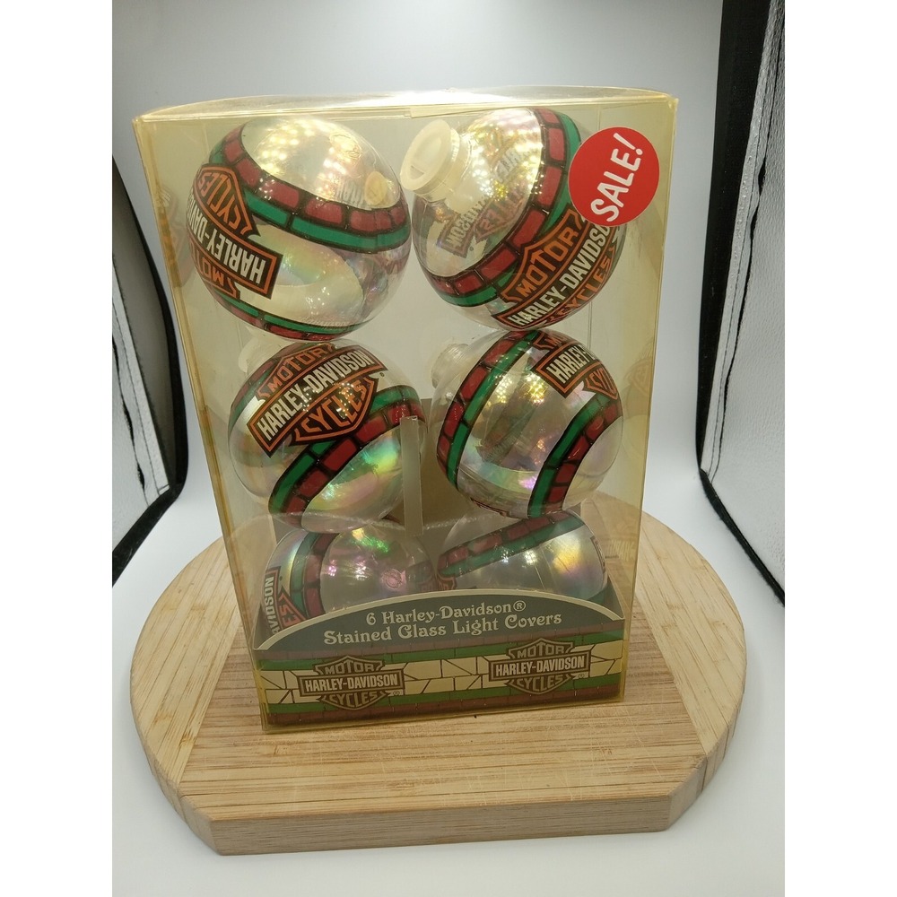 Harley-Davidson Stained Glass Look Light Covers Christmas Cavanagh VTG Box of 6